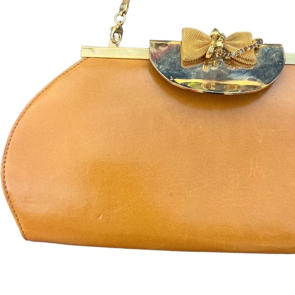 Sacco 1823 Italian Leather Bag With Swarovski Crystal, Tan - Picture 5 of 16